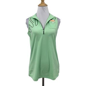 Jamie Sadock Golf Polo Shirt Womens XS Extra Small Pear Quarter Zip Sleeveless